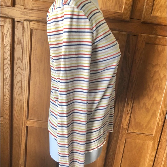 MADEWELL Cream Metallic Striped Long Sleeve Top Blouse Size M - Picture 6 of 9